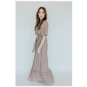 CJLA Clark Wrap Maxi Dress, Taupe, NWT